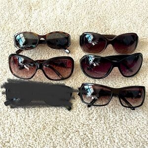 Lot of Five Pairs Fossil Sunglasses Vintage Y2K Embellished Tortoise Polarized